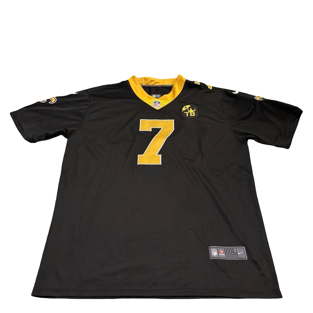 Nike New Orleans Saints Taysom Hill 7 Jersey Black Gold TB Patch Mens 3XL NEW
